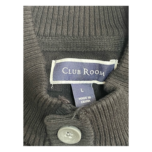 Club Room Mens Button Mock Neck Sweater Size L Deep Black - Picture 8 of 10